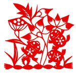 青蛙 莲塘 窗花 剪纸
