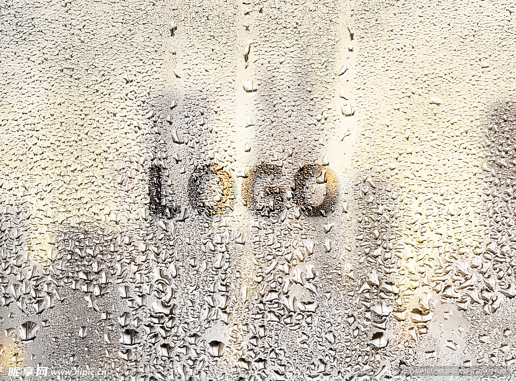 下雨雨滴玻璃logo样机