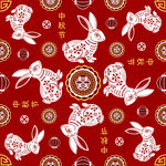 2023年兔年春节矢量无缝背景