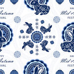 2023年兔年春节矢量无缝背景