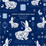 2023年兔年春节矢量无缝背景