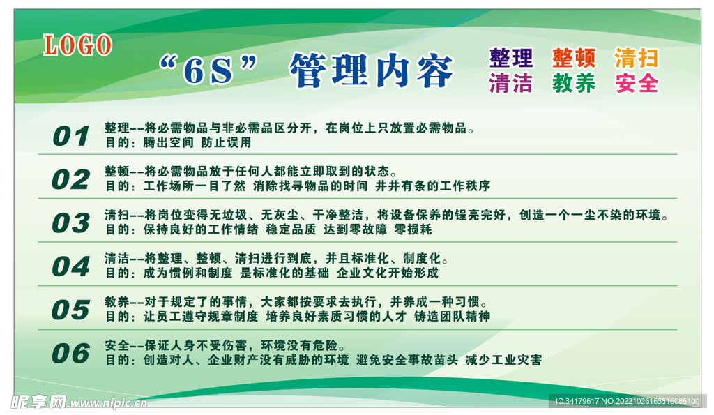 6S 管理制度标语