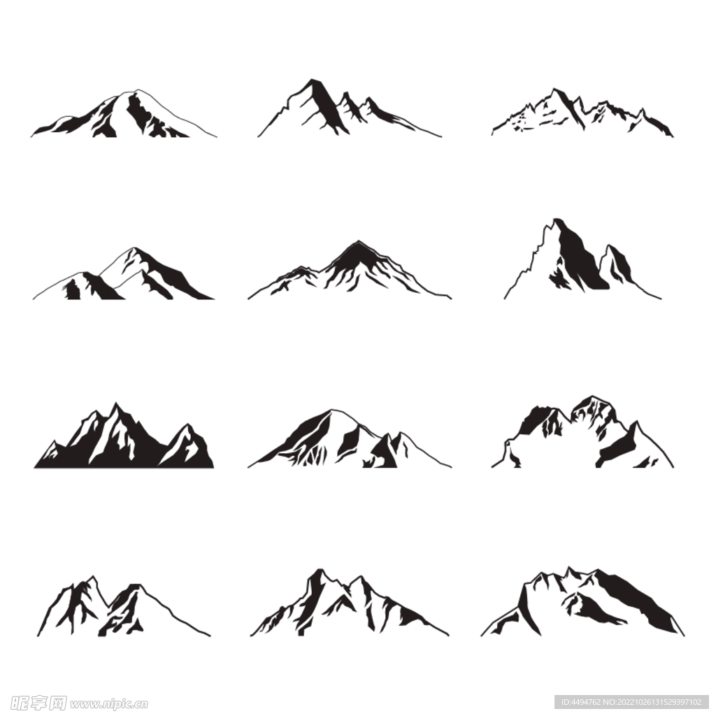 山峰手绘