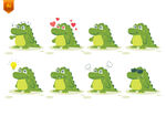 小鳄鱼可爱卡通表情