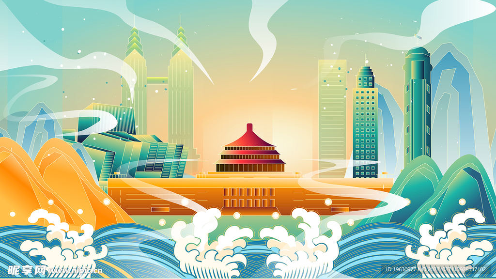 国风建筑插画