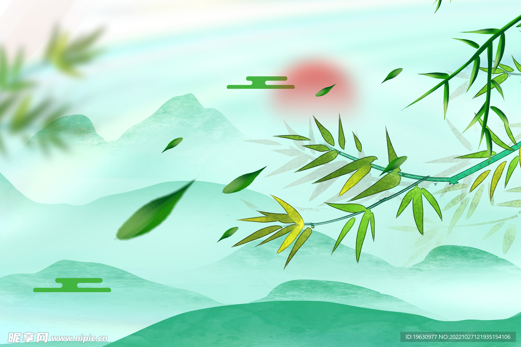 绿意竹子背景