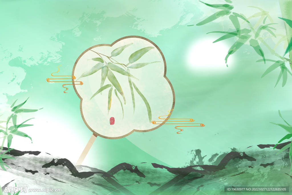 国潮竹子主题背景