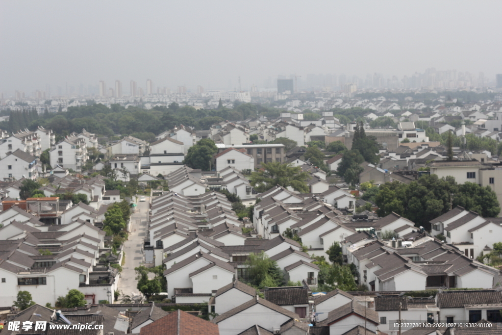 俯瞰古建筑群 苏州园林建筑