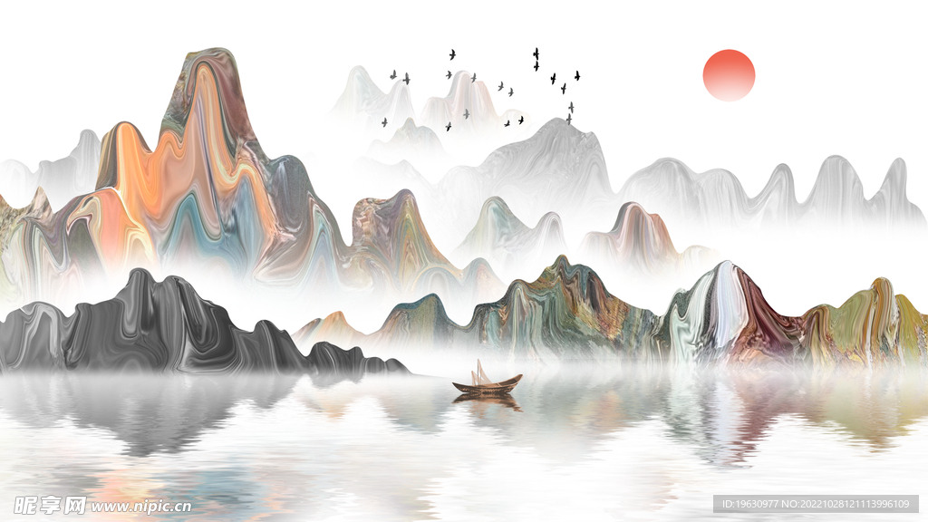 水墨山水风景插画