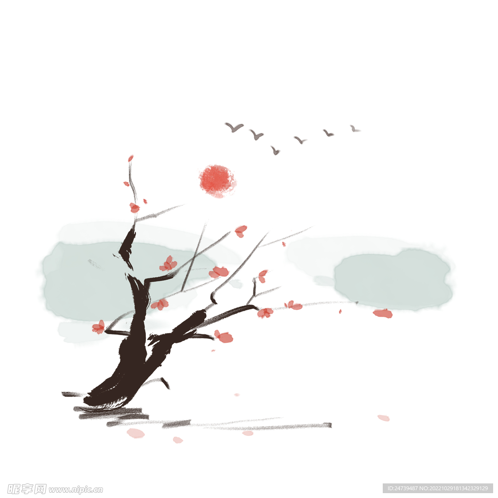 水墨画梅花