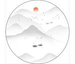 圆形水墨山水