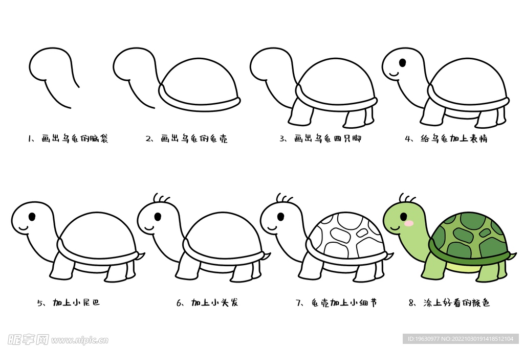 小乌龟简笔画教程图