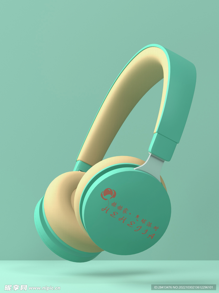 原创3D耳机logo样机.