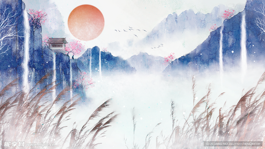 中国风山水背景