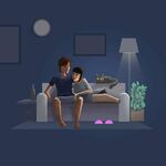 沙发上的情侣