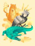 鳄鱼 老虎 鹰 插画