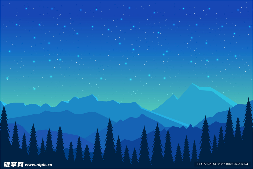星空下的山林