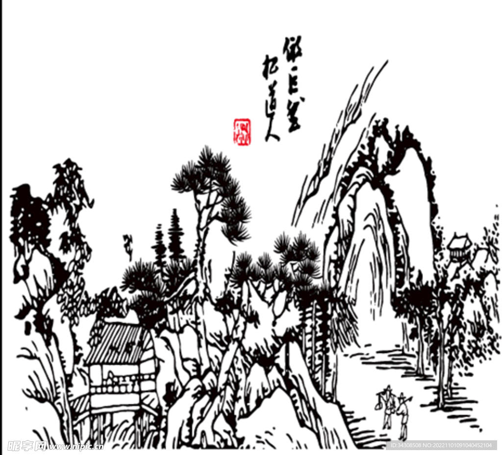 矢量图山水画
