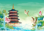 荷花风景