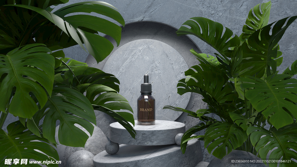 电商自然植物石块产品展示