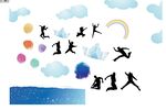 青春毕业季人物云彩彩虹纸船