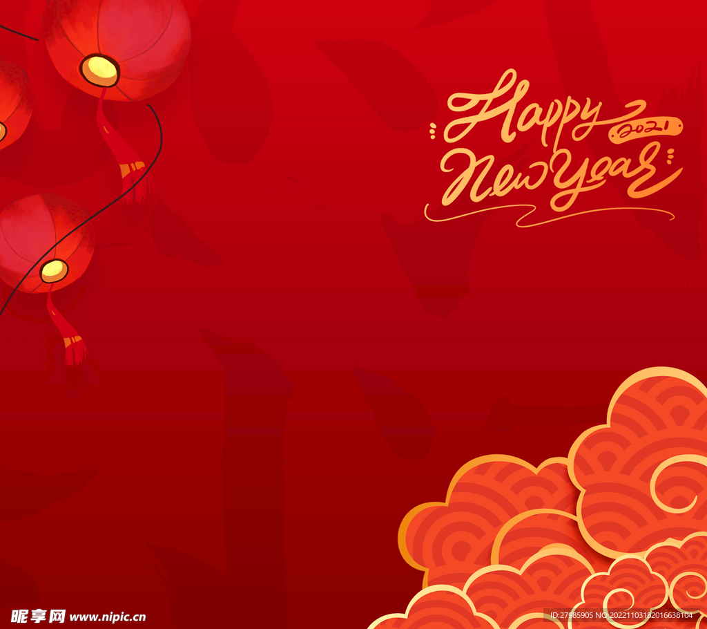 红色新年中国红喜庆主画面