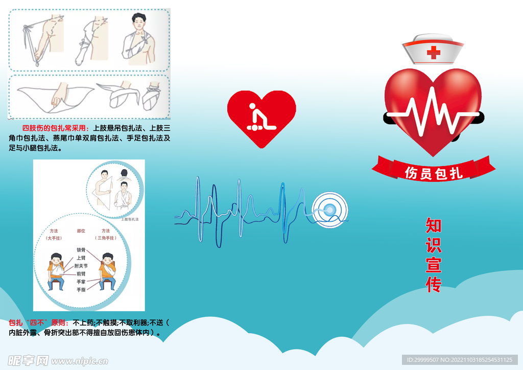 伤员包扎三折页