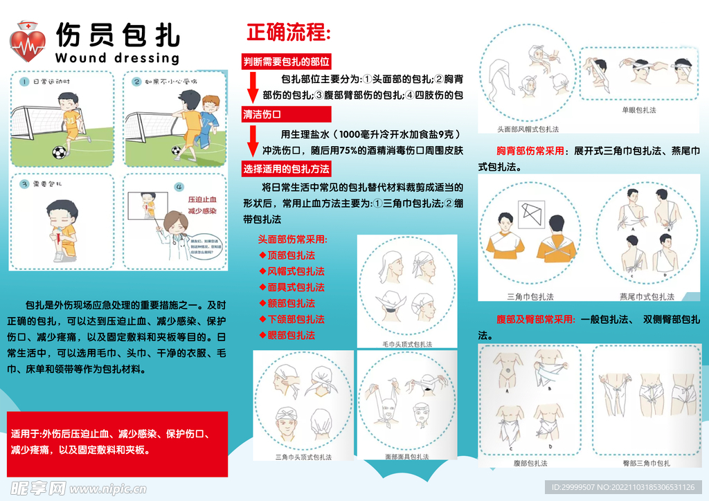 伤员包扎三折页