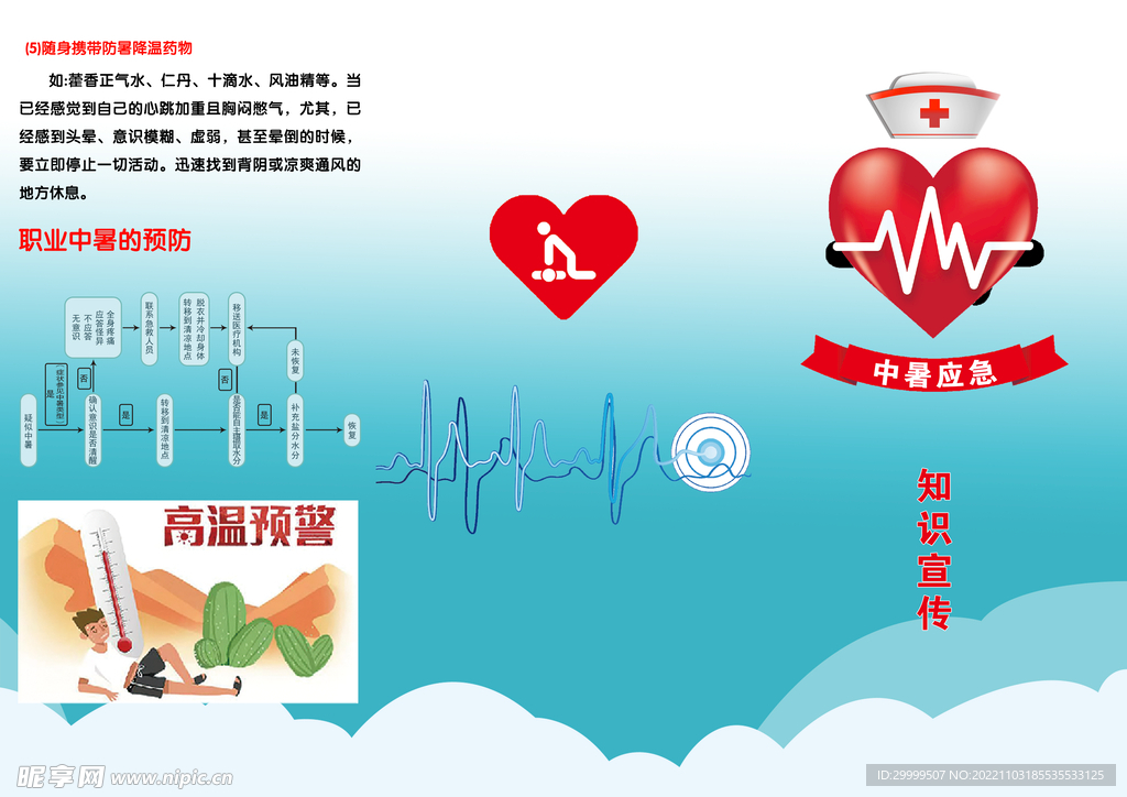 中暑知识三折页