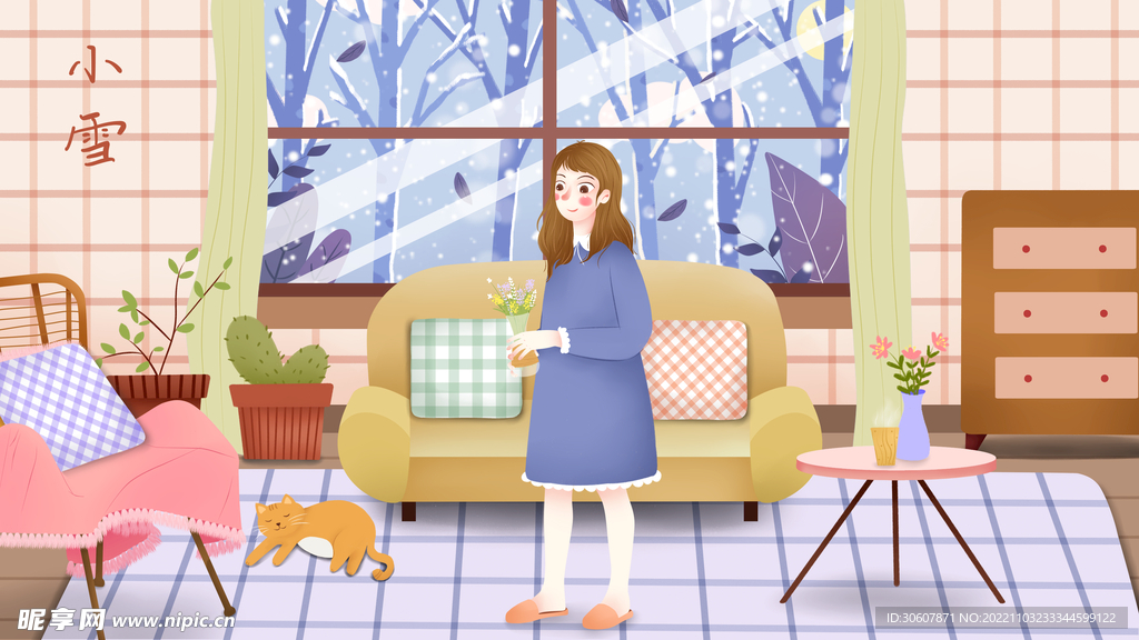 小雪插画