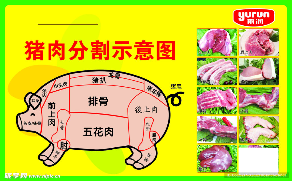 猪肉分割示意图