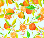 手绘油画柠檬橙子