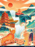 中国风山水建筑