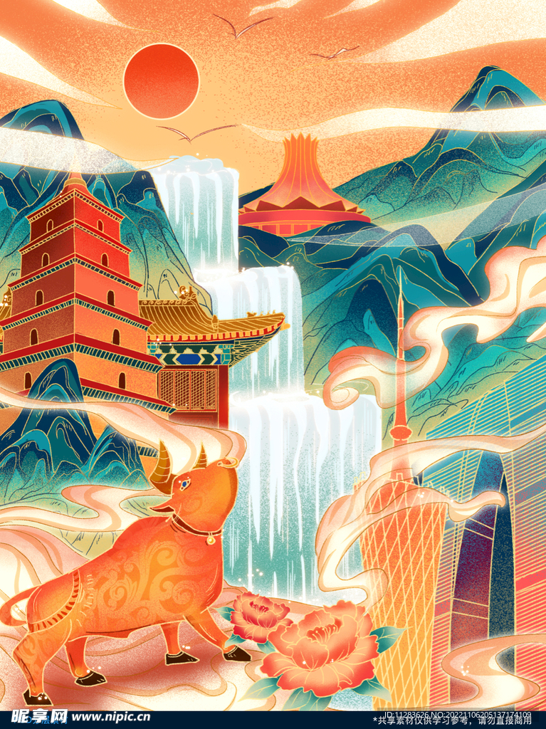 中国风山水建筑