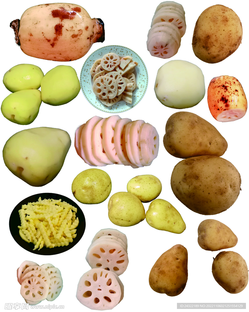 莲藕土豆主食免抠元素整理