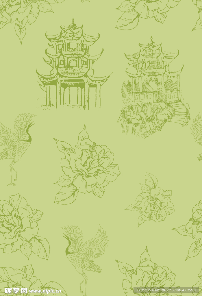 山水画  凉亭