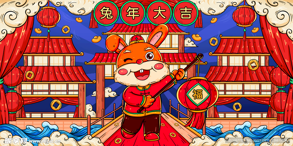 2023年春节兔年海报