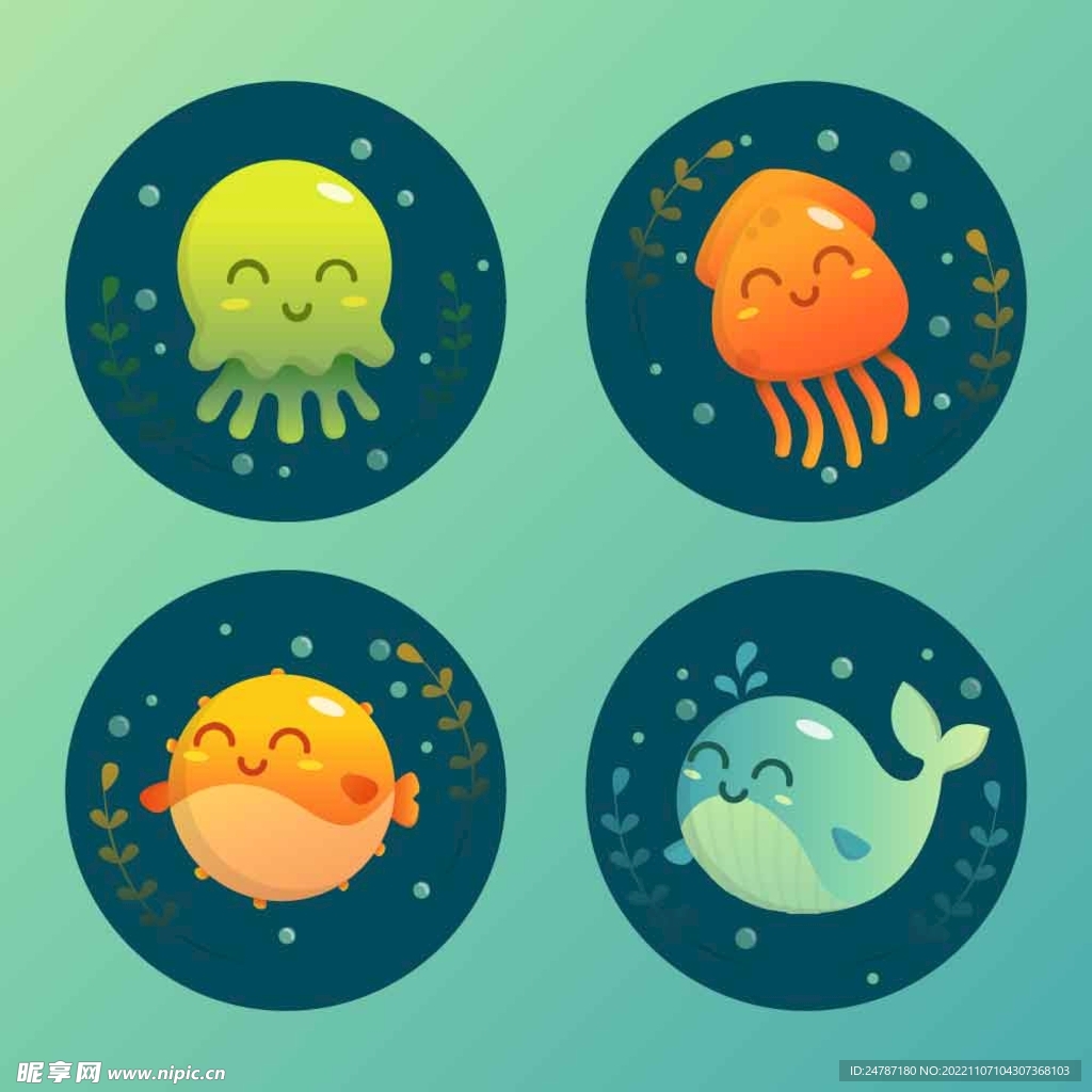 卡通海洋生物