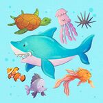 卡通海洋生物
