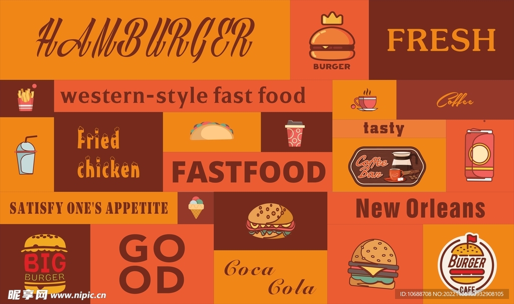 汉堡炸鸡快餐店展板海报宣传画
