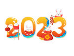 彩色卡通2023创意艺术字兔年