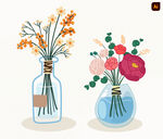 花瓶插花矢量素材