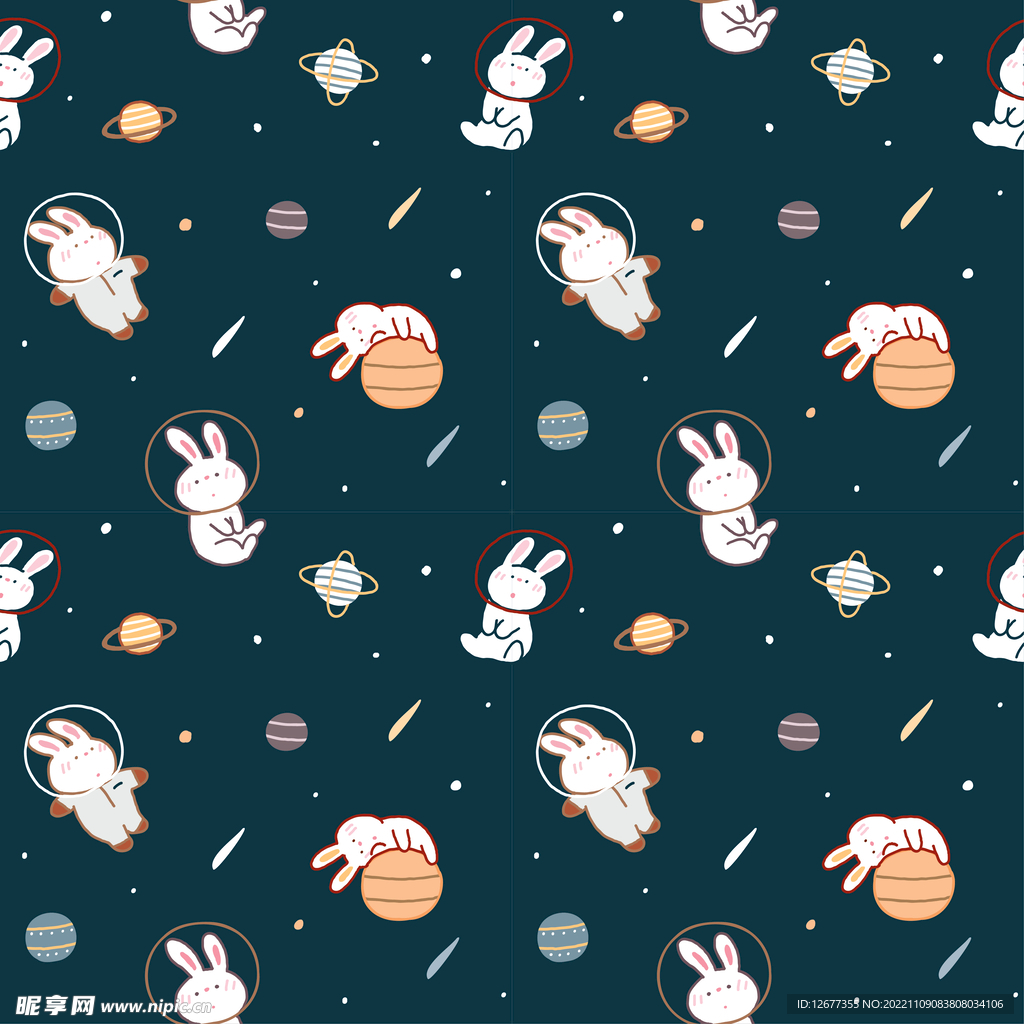 卡通兔子无缝印花背景图