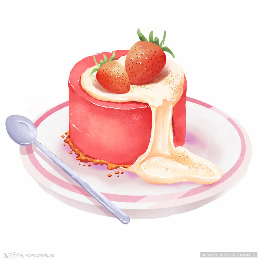 草莓蛋糕卡通海报素材