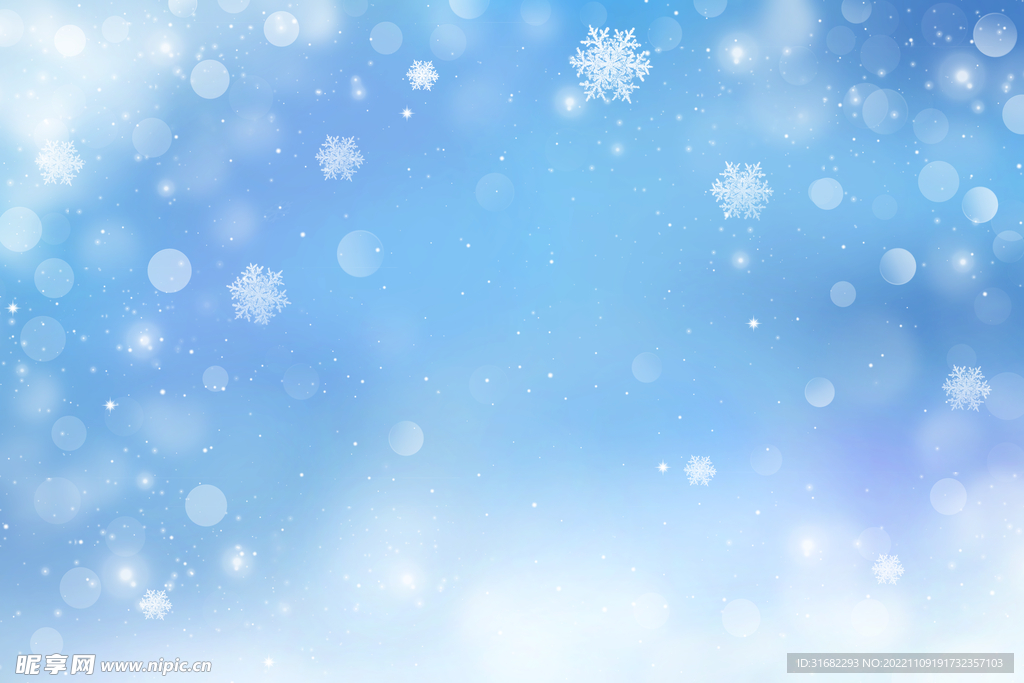 冬季雪花卡通手绘背景图