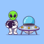矢量卡通UFO飞碟