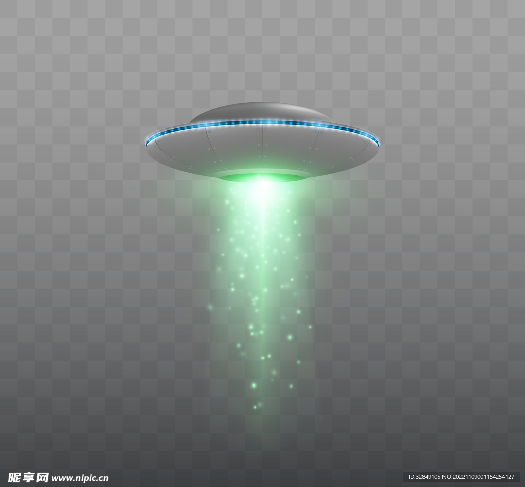 飞碟，一个外星人的盘子在天空中翱翔，静止地盘旋在空中。不明飞行物、外星人入侵、外星生命、太空旅行、类人飞船。混合介质照片摄影图片_ID:352348565-Veer图库