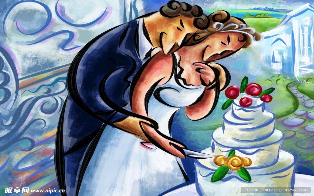 手绘壁画系列生活 婚礼婚宴