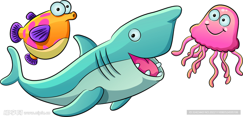 卡通鲨鱼章鱼葫芦鱼