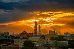 城市夕阳